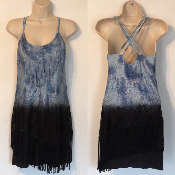 FREE people ombré shake it up fringe dress. size M. P4/A1065/4 - Picture 2 of 11